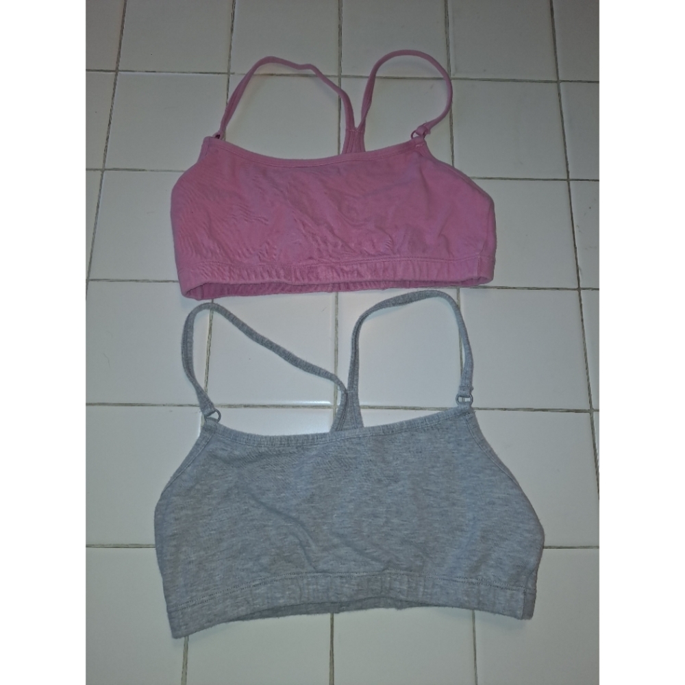 Fruit of the Loom two sports bra racerback spaghetti strap size medium gray pink